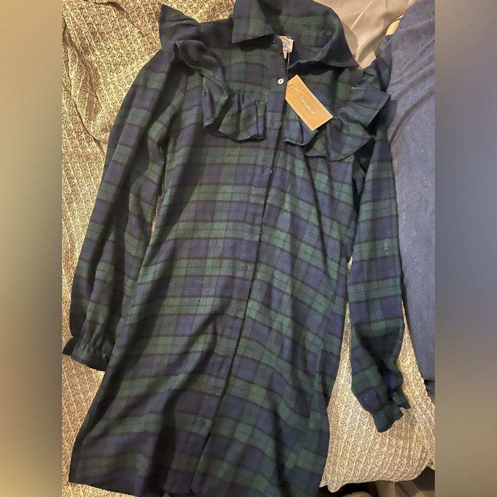 Francesca's long sleeve holiday plaid dress NWT